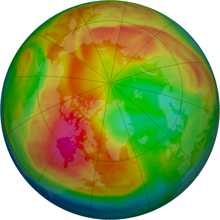 Arctic ozone map for 27 January 1991